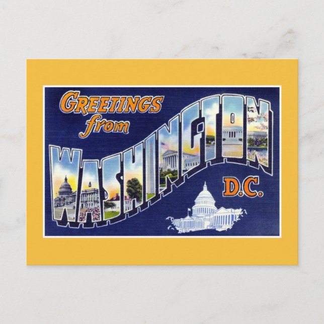 Carte Postale Salutations vintages de Washington DC (Devant)