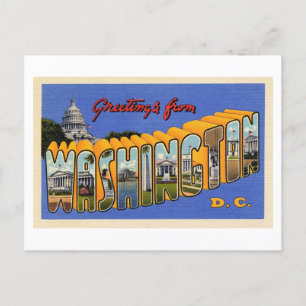 Carte Postale Salutations vintages de Washington DC