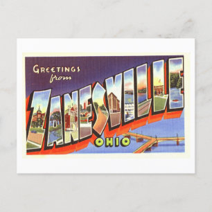 Carte Postale Salutations vintages de Zanesville, Ohio