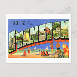 Carte Postale Salutations vintages d'Evanston, Illinois