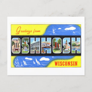 Carte Postale Salutations vintages d'Oshkosh, Wisconsin,