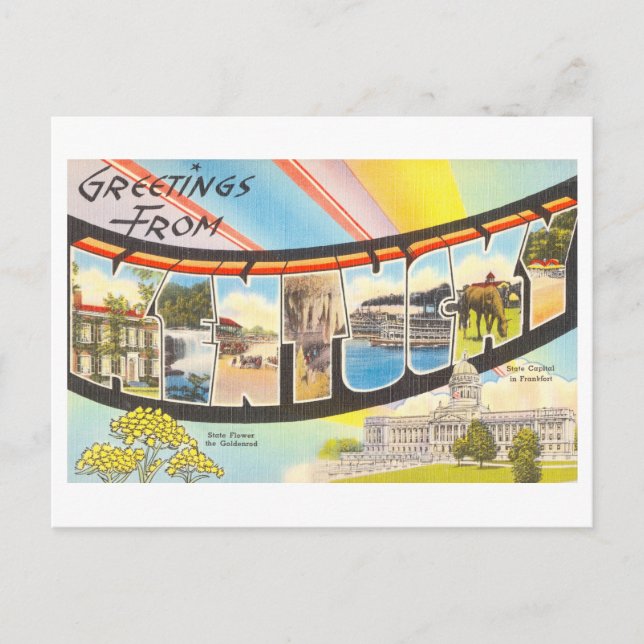 Carte Postale Salutations vintages du Kentucky (Devant)