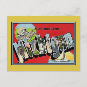Carte Postale Salutations vintages du Michigan