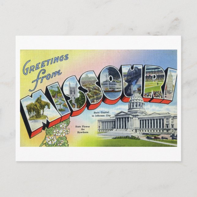 Carte Postale Salutations vintages du Missouri (Devant)