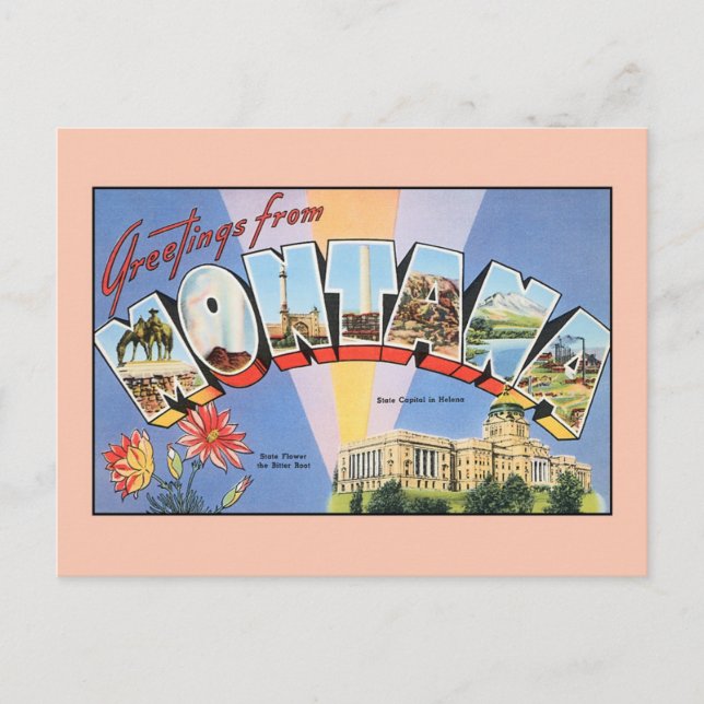 Carte Postale Salutations vintages du Montana (Devant)