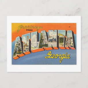 Carte Postale Salutations vintages et colorées d'Atlanta Géorgie