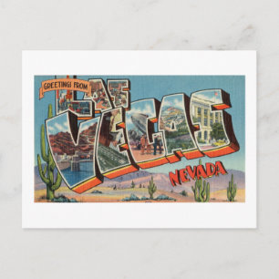 Carte Postale Salutations vintages et colorées de Las Vegas Neva