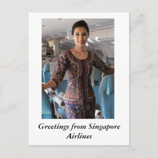 CARTE POSTALE SALUTIONS DE SINGAPOUR AIRLINES