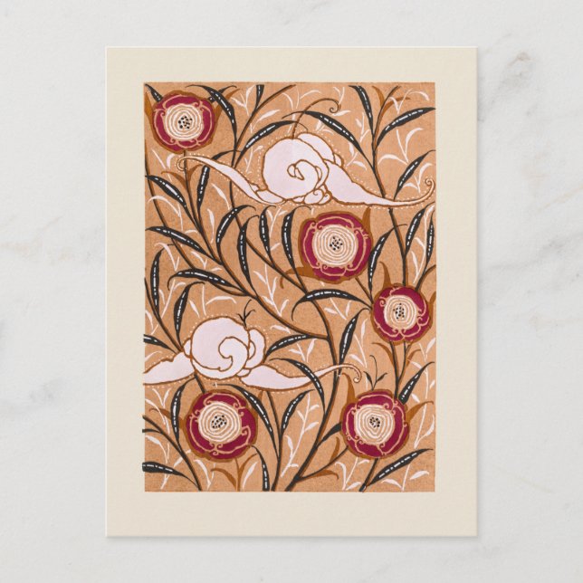 Carte Postale Samarkande, Motif Fleur Art Nouveau, (Devant)