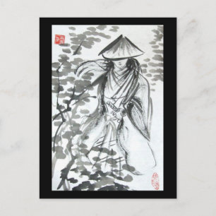 Carte postale Samouraï dans la forêt