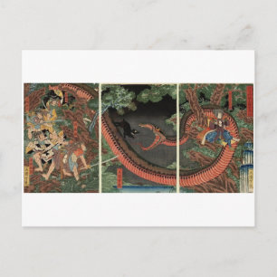Carte Postale Samouraï et serpent géant vers 1861
