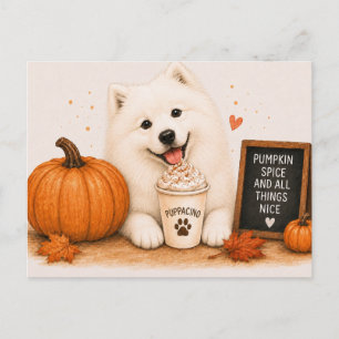 Carte Postale Samoyed Moutonné Confortable Puppaccino au goût de