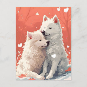 Carte Postale Samoyed Valentine's day