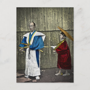 Carte Postale Samurai et Serviteur