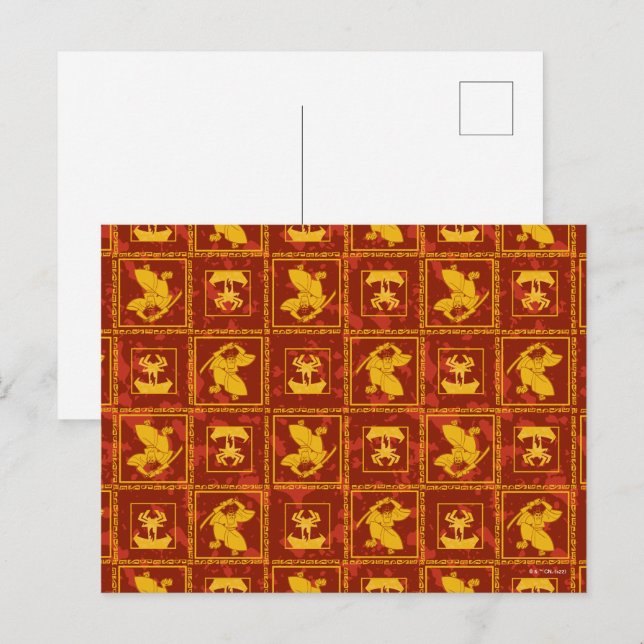 Carte Postale Samurai Jack & Aku Golden Silhouette Motif (Devant / Derrière)