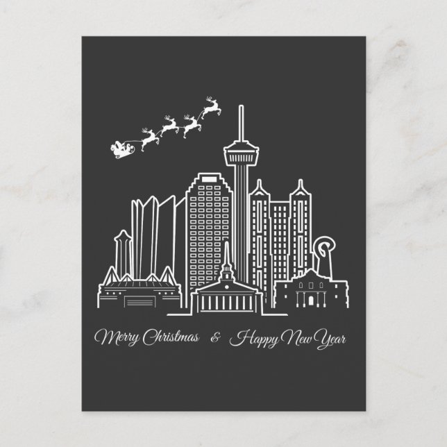 Carte Postale San Antonio Texas Joyeux Noël Bonne année (Devant)