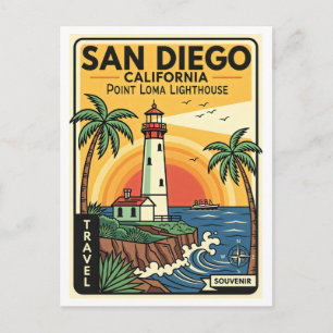 Carte Postale SAN DIEGO CA Phare de Point Loma Rétro 1950s