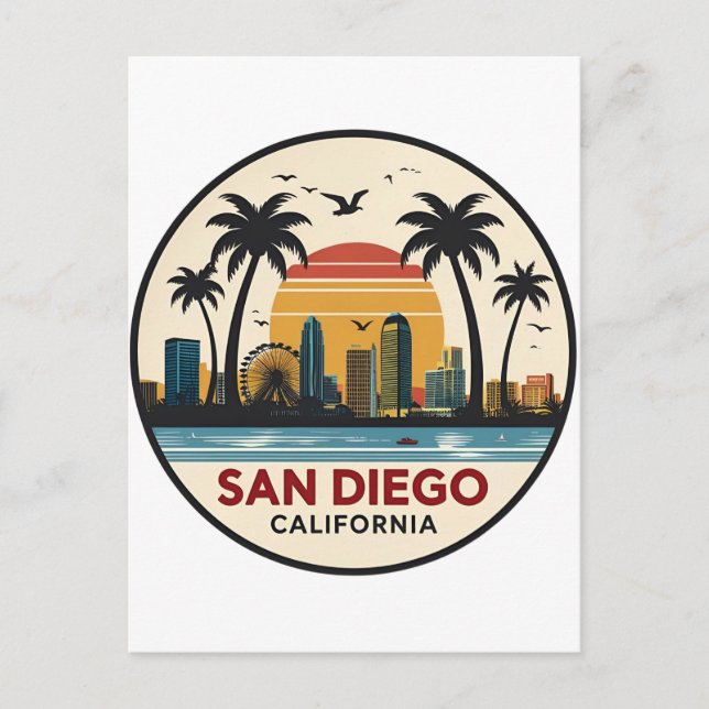 Carte Postale San Diego California Skyline (Devant)