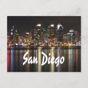 Carte Postale San Diego California Skyline la nuit