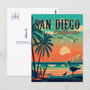 Carte Postale San Diego California Sunset Souvenirs 1950