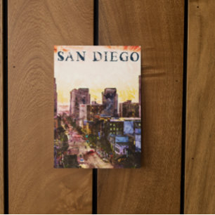Carte Postale San Diego California Watercolor Sunset View