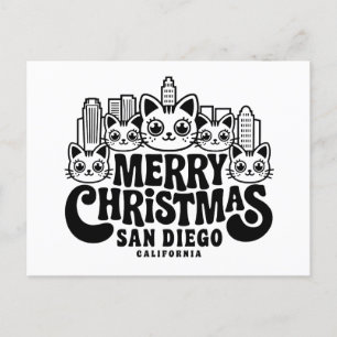 Carte Postale San Diego City California Joyeux Noël Cats USA
