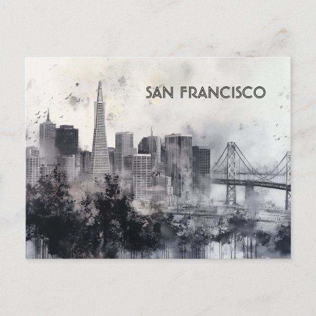 Carte postale San Francisco Black and White Travel (Devant)