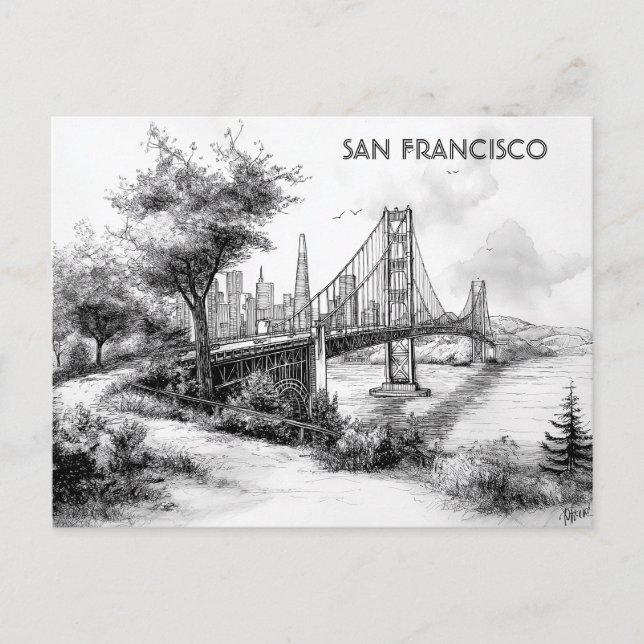 Carte postale San Francisco Black and White Travel (Devant)