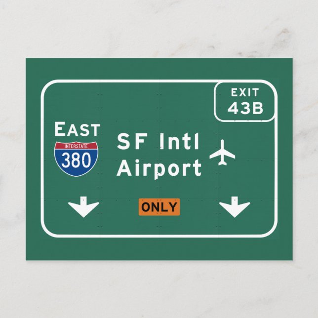 Carte Postale San Francisco CA SFO Airport I-380 E Interstate - (Devant)