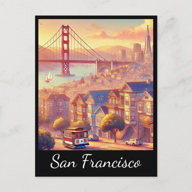 Carte Postale San Francisco Cable Car Golden Gate Bridge (Devant)