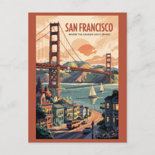 Carte Postale San Francisco California Skyline Travel Art Retro