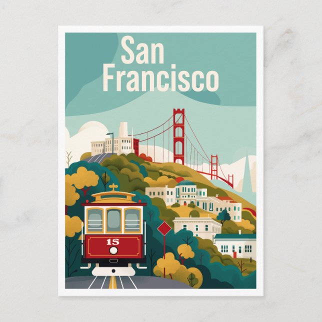 Carte Postale San Francisco Californie - Téléphérique Rouge (Devant)