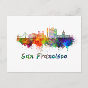 Carte Postale San Francisco V2 skyline en aquarelle