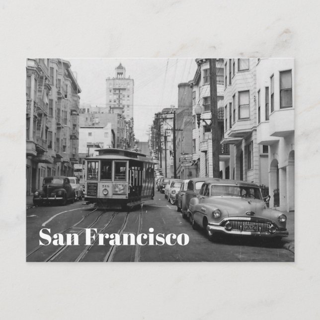 Carte Postale San Francisco vintage noir et blanc photo (Devant)