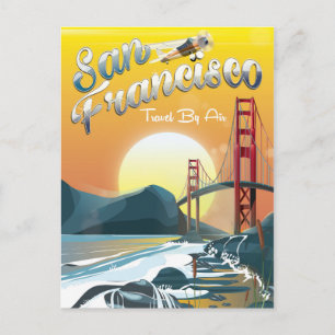 Carte Postale San Fransisco "Voyage par avion" Coucher de soleil