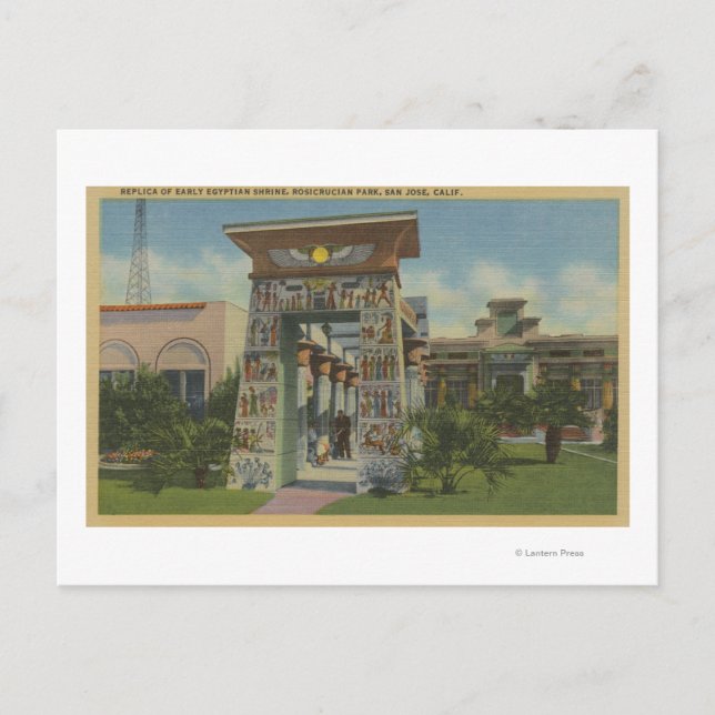 Carte Postale San Jose, CA - Réplique du sanctuaire égyptien (Devant)