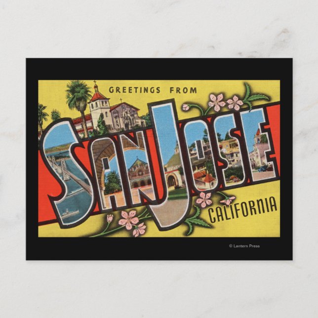 Carte Postale San Jose, CalifornieScènes de grandes lettres (Devant)
