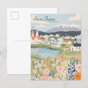 Carte Postale San Juan Porto Rico Gouache Illustration Voyage