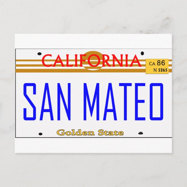 Carte Postale San Mateo, Ca Lincense — T-shirt (Devant)