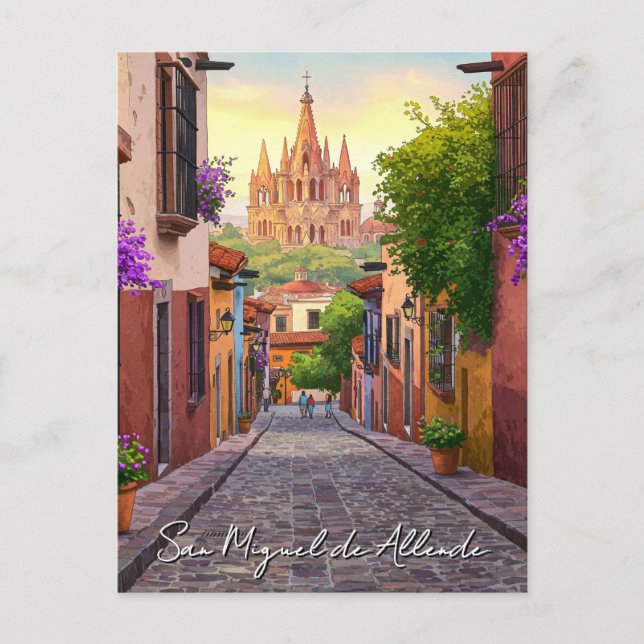Carte Postale San Miguel de Allende Mexique Aquarelle de voyage (Devant)