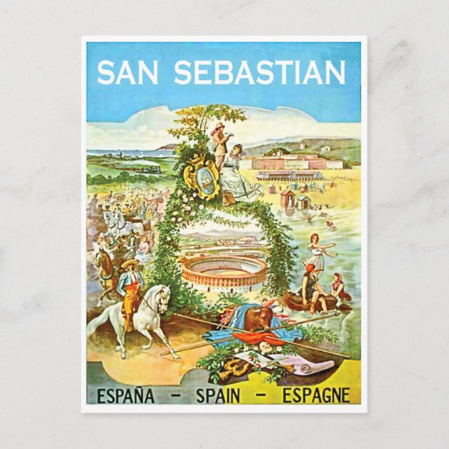 Carte Postale San Sebastian, Espagne, Art vintage, voyage (Devant)