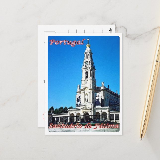 Carte Postale Sanctuaire de Fatima - Portugal - (Devant/Arrière en situation)