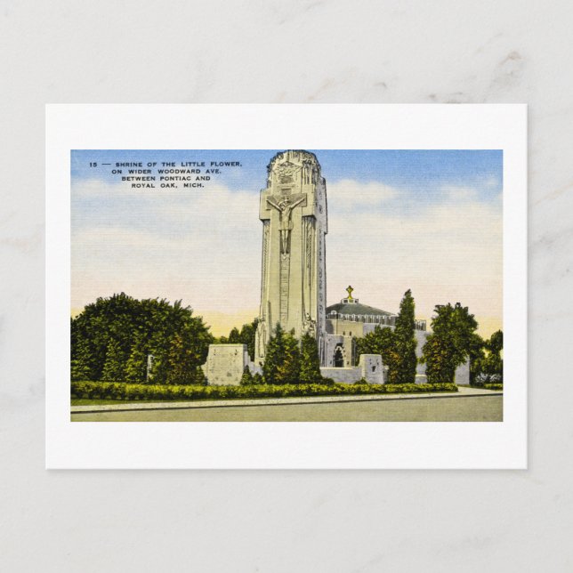 Carte Postale Sanctuaire de Little Flower Woodward Ave, Michigan (Devant)