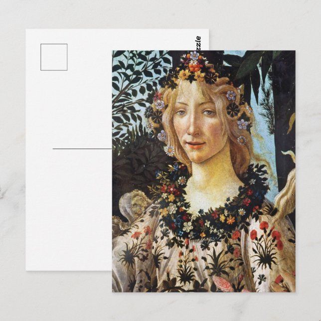 Carte Postale Sandro Botticell - Printemps - Le buste de Flora A (Devant / Derrière)