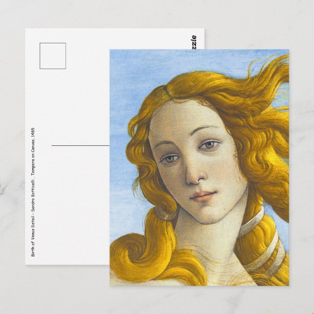 Carte Postale Sandro Botticelli - Détail de la naissance de Vénu (Devant / Derrière)