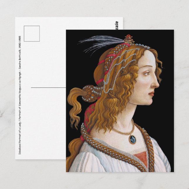 Carte Postale Sandro Botticelli - Portrait de Simonetta Vespucci (Devant / Derrière)