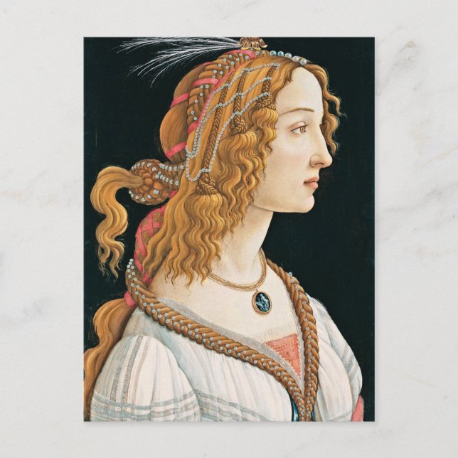 Carte Postale Sandro Botticelli - Portrait d'une jeune femme (Devant)