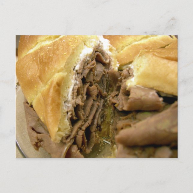 Carte Postale Sandwich au boeuf rôti au fromage de chèvre crémeu (Devant)