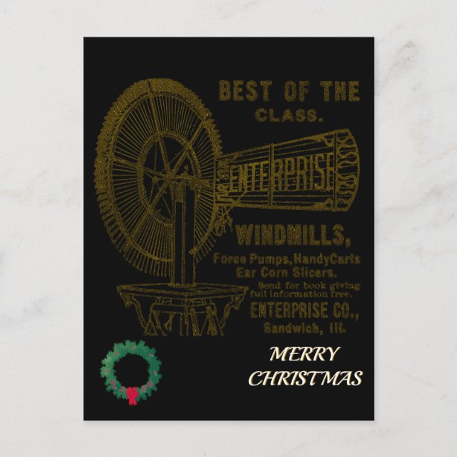 CARTE POSTALE SANDWICH ILLINOIS 1889 ENTERPRISE WINDMILL CO. (Devant)
