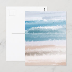 Carte Postale Sandy Beach Ocean Waves Aquarelle Abstraite